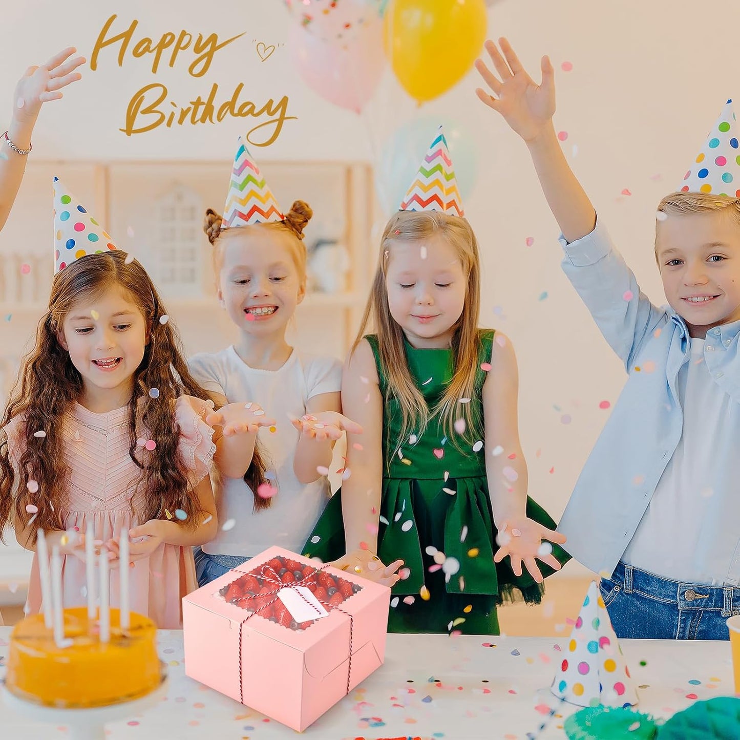 20Pcs 8 Inch Cake Boxes with Window, 8x8x5 Inches Brown Bakery Boxes, Cake Carrier Container for Pastries, Pie, Cookies, Chocolates, Cupcakes, Birthday Party, Wedding