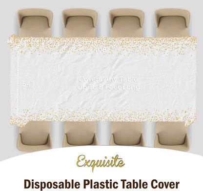 12-Pack Premium Plastic Tablecloth 54in. x 108in. Rectangle Table Cover - Dark Blue - Colors A