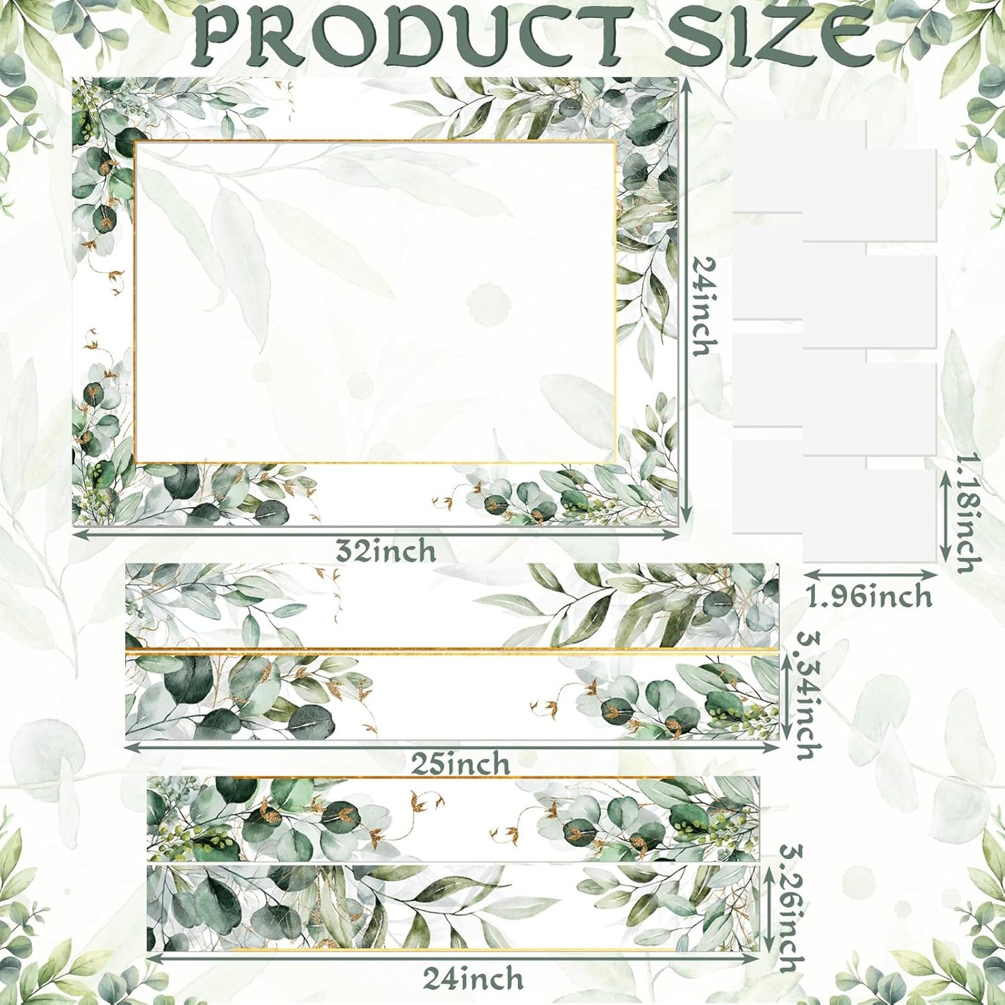 BreezeHug 32 x 24 Inch Large Wedding Photo Booth Props Frame DIY PVC Cutouts Photo Booth Selfie Frame for Wedding Bridal Shower Baby Shower Anniversary Party Supplies Decorations(Eucalyptus)