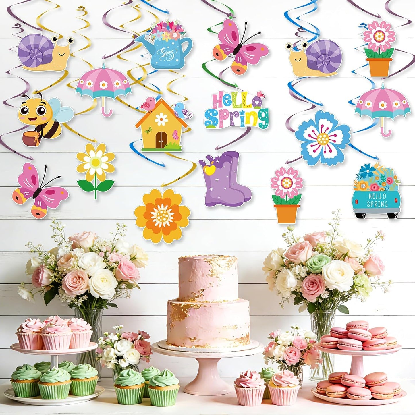 24Pcs Summer Hanging Decorations, Summer Party Ceiling Swirls Cutouts, Beach Theme Hanging Swirls for Home Office Classroom Birthday Beach Party Ceiling Decoration