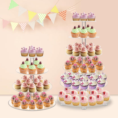 YestBuy Cupcake Stand, 6 Tier Large Cupcake Tower Display, Round Cupcake Holder, Acrylic Dessert Stand, Pastry Display Tree for Party, Wedding, Baby Shower