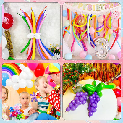 260 Balloons Clear, Thickening Long Balloons for Tying Arch, Twisting Latex Animals Magic Modeling Skinny Birthday Balloon for Kid‘s Party Wedding Decoartion Supply 100pcs