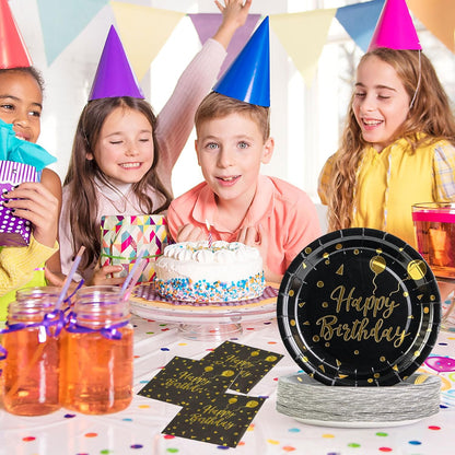 75PCS Paper Plates and Napkins Set - White and Gold Dot Disposable Party Dinnerware Includes Paper Plates, Napkins, Forks Decorations for 2026 New Year, Birthday, Wedding and Holiday, Serves 25