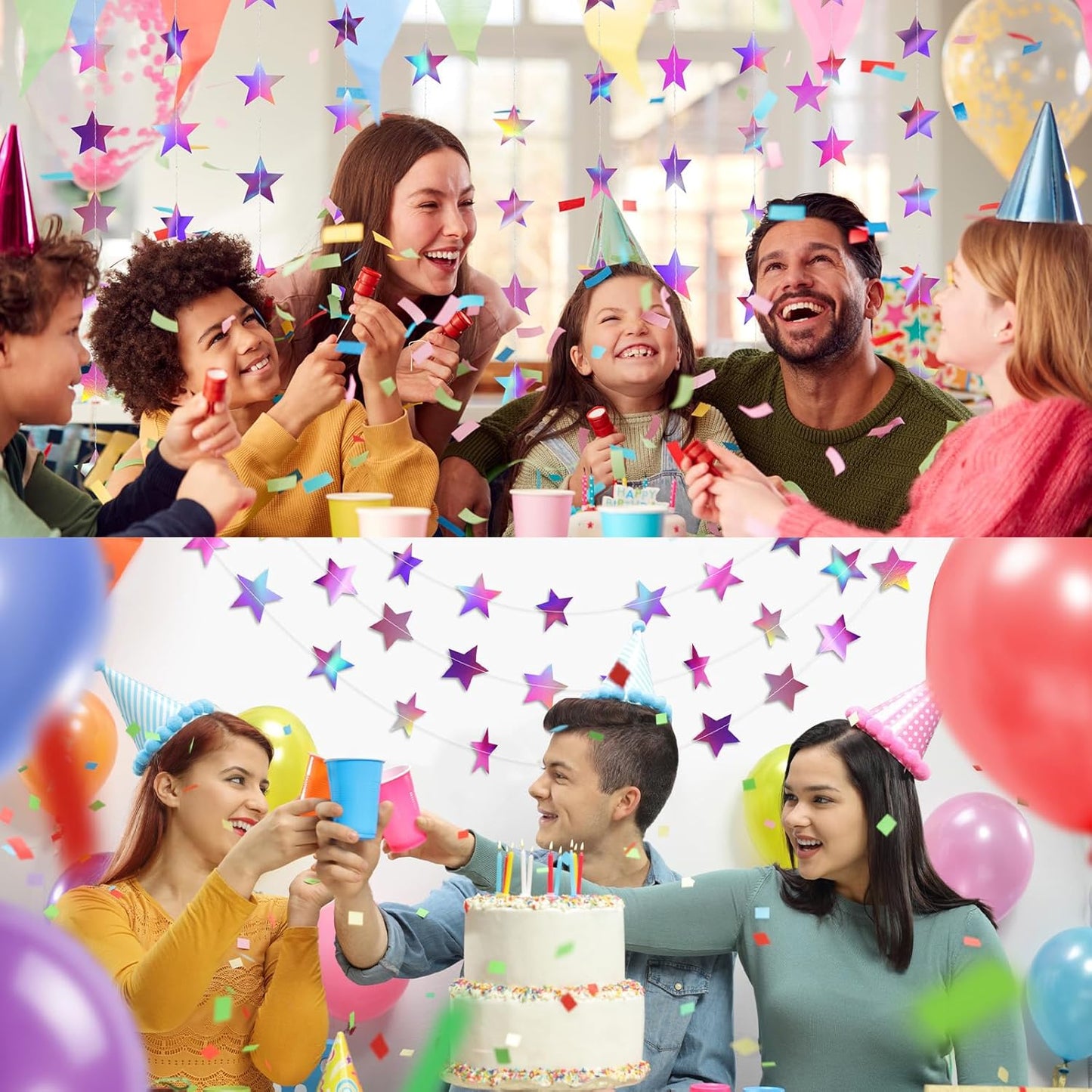 Patelai Glitter Star Garland Banner 2026 Graduation Decor 130 Feet Star Hanging Banner Twinkle Backdrop for Party Birthday Classroom Wedding Supplies(Gold)