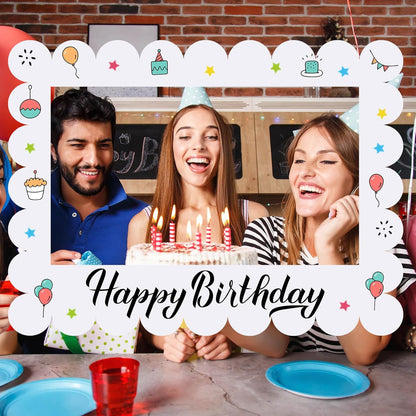 Beeveer 32 x 24 Inch Photo Booth Selfie Frame Prop Booth for Birthday Event Parties Large Blank DIY Cutout Props for Funny Decoration Christmas, Holiday Supplies