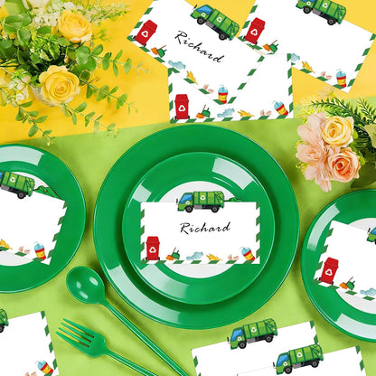 Construction Table Place Cards 50pcs Dump Truck Tent Cards Digger Excavator Food Labels Car Blank Name Card for Birthday Baby Shower Construct Theme Party Table Setting Supplies
