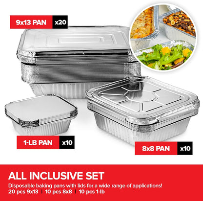 Stock Your Home Aluminum Pans 9x13 Disposable Foil Pans (30 Pack) - Half Size Steam Table Deep Trays - Tin Foil Pans Great for Cooking, Heating, Storing, Prepping Food