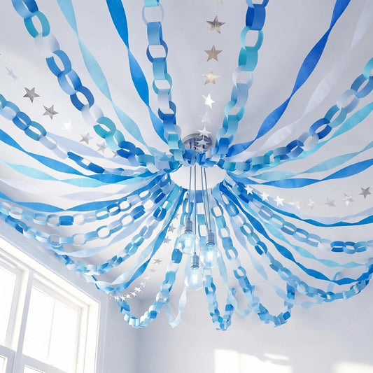 TaoBary Decorations Crepe Streamers Sheet Paper Strips Chain Garland Star Hanging for Party Birthday Wedding Decor(600,Pastels,Same Size)