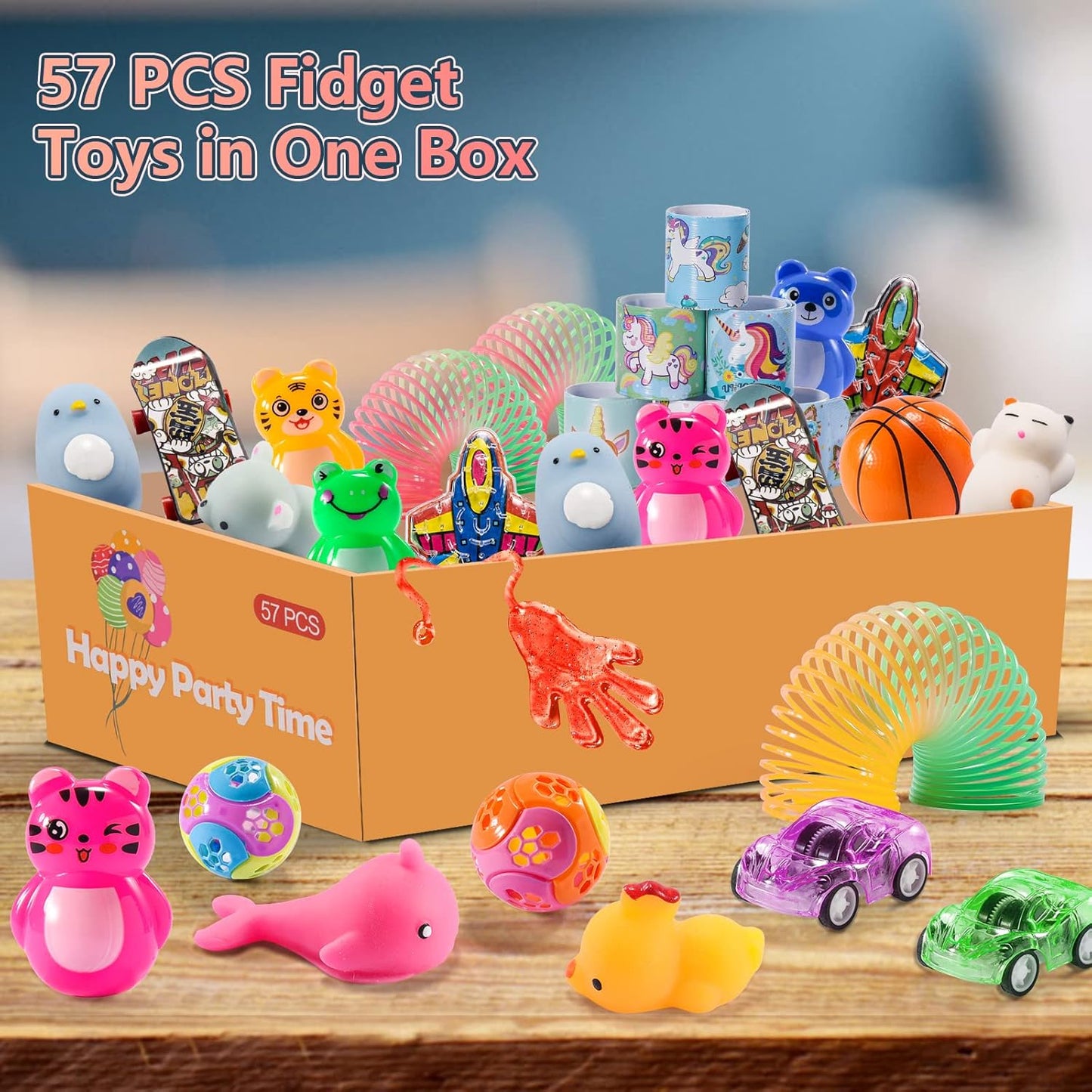 57PCS Treasure Chest for Kids Small Prizes Party Favors for Kids 8-12 4-8 3-5 Rewards, Treasure Box Fidget Toys for Classroom Prizes, Goodie Bag Stuffers, Pinata Filler, Claw Machine Toys Refill
