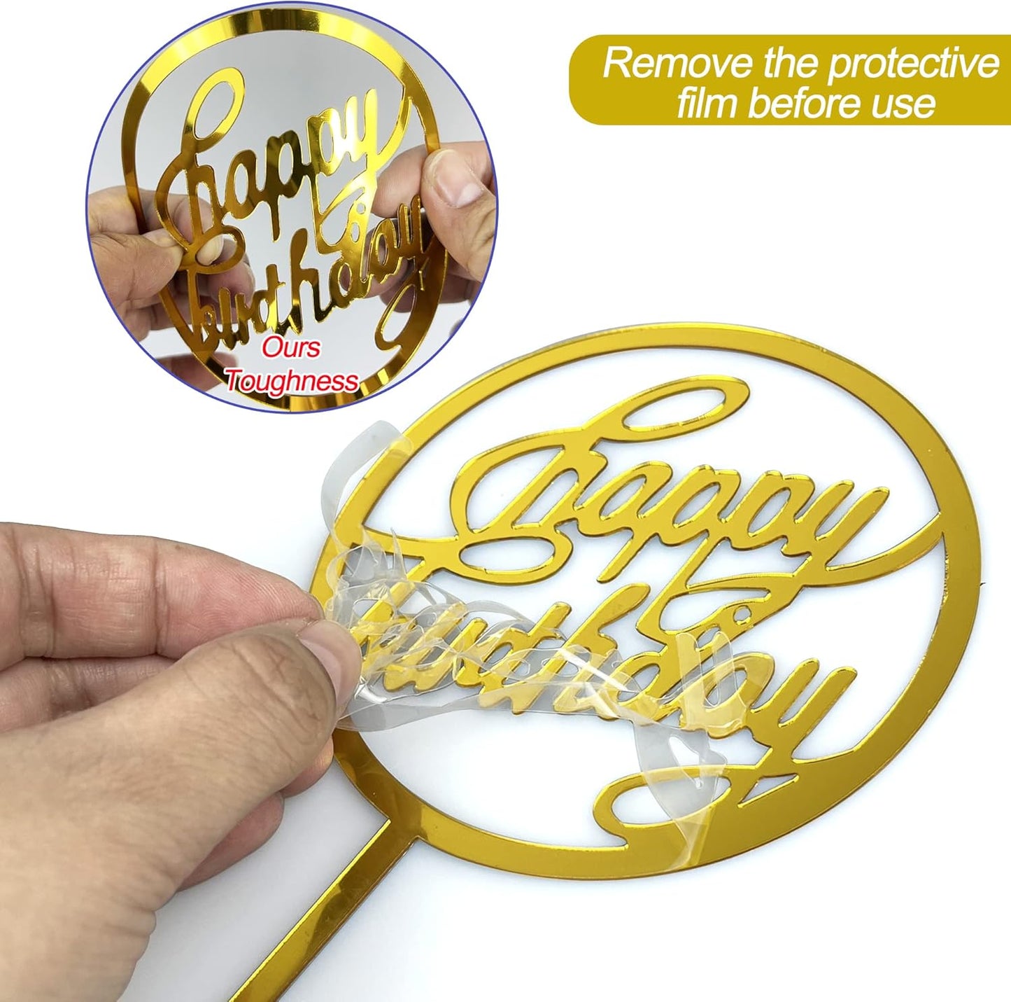 40 PCS Happy Birthday Cake Topper Acrylic Cupcake Topper A Series of Birthday Cake Supplies Decorations 10 Styles 4 Colors