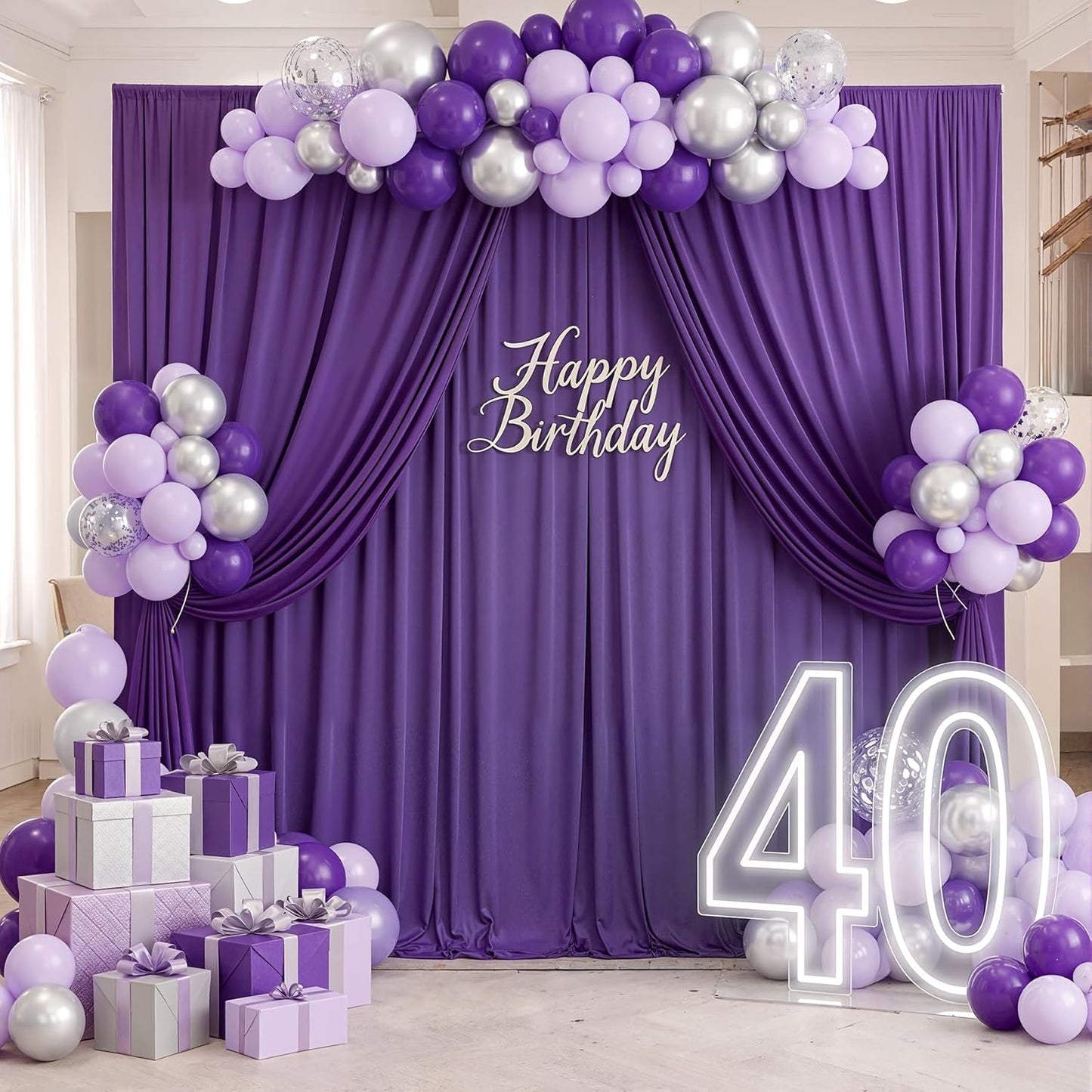 10ftx10ft Black Backdrop Curtains for Weddings Parties, Wrinkle Free 2 Panels Silky Polyester Photo Backdrop Drapes Back Drop Cloth Drapery for Birthday Mother'sDay Photography Background