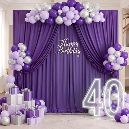 10ftx10ft Black Backdrop Curtains for Weddings Parties, Wrinkle Free 2 Panels Silky Polyester Photo Backdrop Drapes Back Drop Cloth Drapery for Birthday Mother'sDay Photography Background