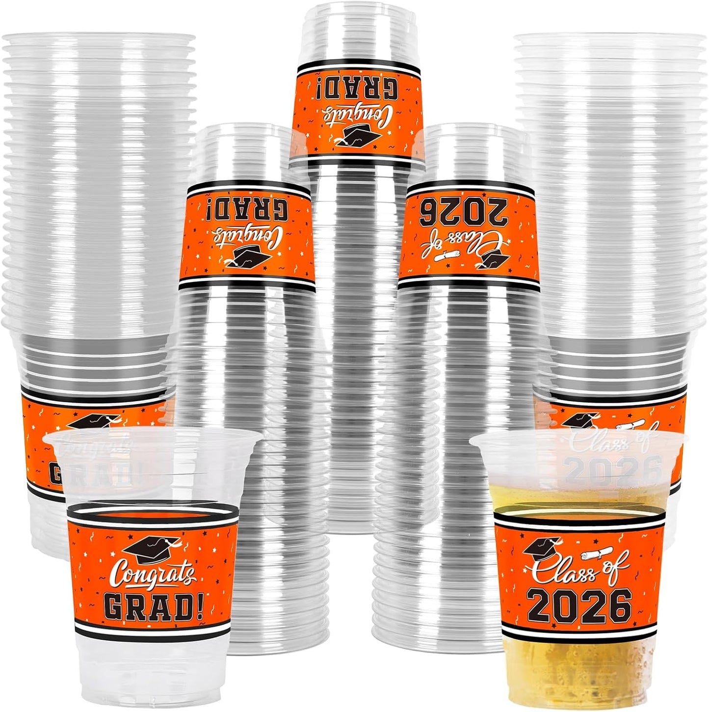Gatherfun Graduation Decorations 2026-100 Pcs 16oz Blue Graduation Plastic Cups for Grad Party | Sturdy & Durable Drinkware for Grad Festivities | Essential Grad Party Supplies & Decorations