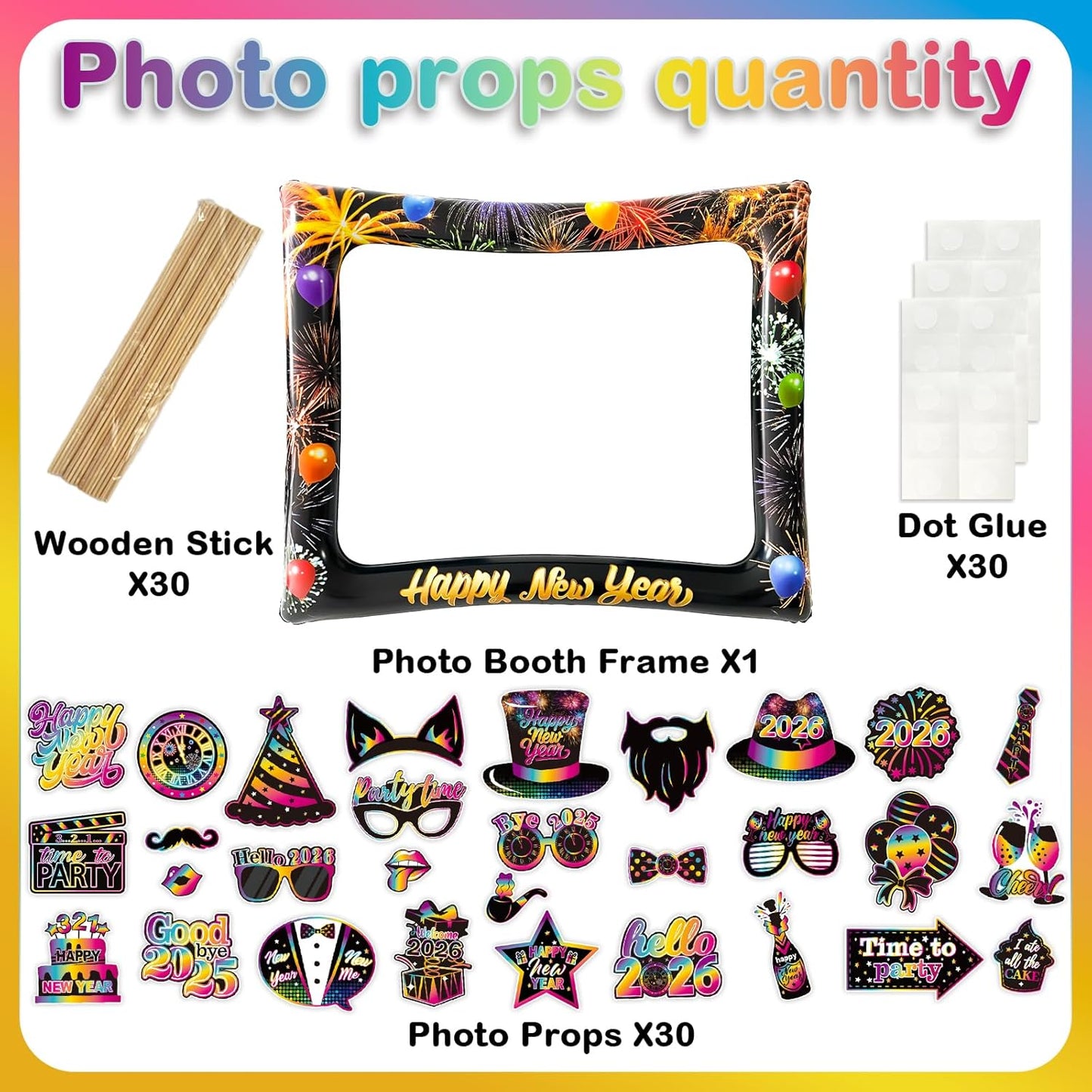 Hawaiian Photo Booth Props & Inflatable Frame, 30Pcs Luau Photobooth Props with Large Inflatable Inflatable Selfie Picture Frame for Summer Tropical Aloha Luau Party Selfie Supplies