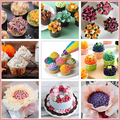ANSLYQA Russian Piping Tips Set, 166 Pcs with 30 Numbered Russian Tips, 24 Numbered Icing Tips, 1 Ball Tip, 2 Leaf Tips, Pattern Chart, 3 Couplers, 100 Pastry Bags & More for Cake Cupcake Decorating