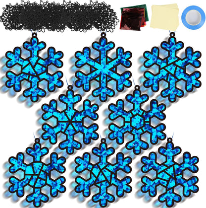 QOUBAI 32 Sets Stars Suncatchers Craft Back to School DIY Stained Glass Window Patriotic 4th of July Paper Craft Home School Classroom Decor Kid Birthday Gift Creative Art Activity Game - Colors A