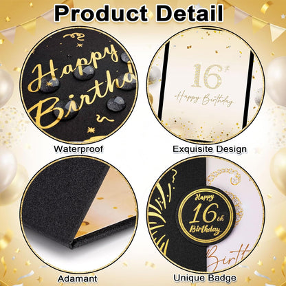 Blue and Silver 16th Birthday Party Decoration Guest Book 16th Happy Birthday Guest Sign in Book Perfect Signature Cardboard Party Supplies Great Birthday Gift for Boys
