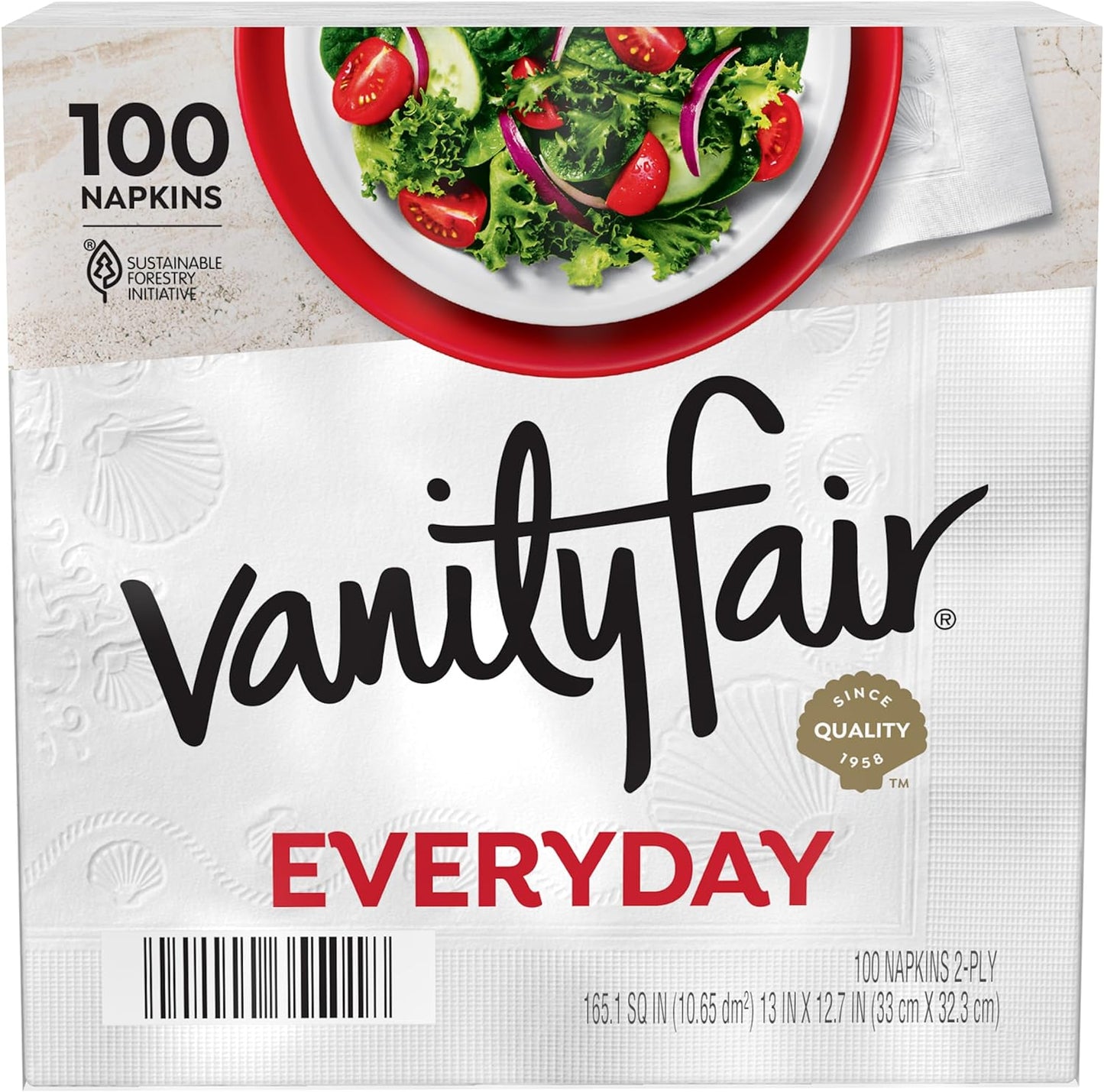 Vanity Fair Everyday Paper Napkins, 200 Count, Disposable Napkins Made Soft And Smooth For Everyday Meals