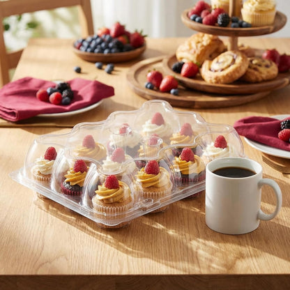 Hedume 12 Pack Cupcake Carrier, 12 Counts Stackable Cupcake Boxes, Clear Cupcake Container with Detachable Lid for Cupcakes, Muffin, BPA-free