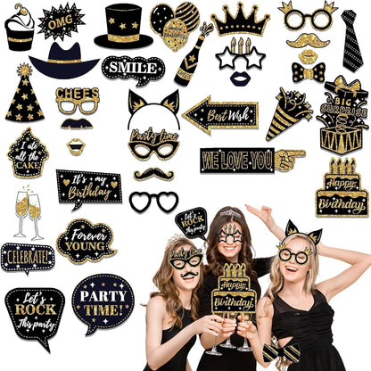 Hawaiian Party Photo Booth Props Kit, 30 PCS Luau Photo Booth Props with Large Inflatable Selfie Picture Frame for Hawaiian Tropical Tiki Summer Pool Party Supplies
