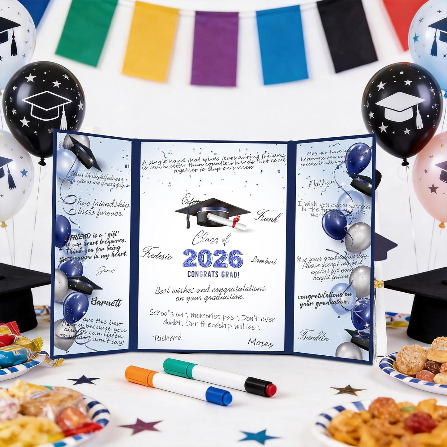 kockuu 2026 Graduation Guest Book Signature Board, Pink Class of 2026 Graduation Sign in Book to Sign Decor for Grad Party High School College Grad Gifts
