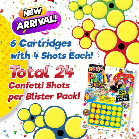 Confetti Party Poppers Refills (1 Pack) Multicolor Metallic Confetti Poppers Refill Cartages for Confetti Gun, Party Favors Kids & Adults Birthday Parties & Party Supplies. Plus Sticker 956-1s