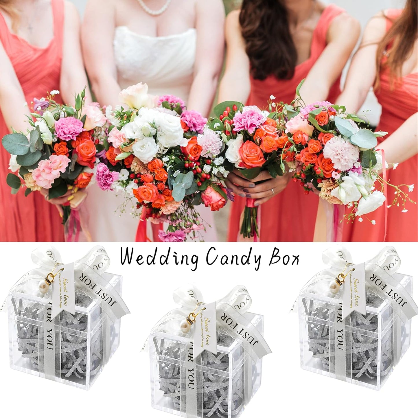 KissYou Acrylic Box Clear Boxes with Lid 12 Packs Small Candy Box Display Square Cube Wedding Graduation Party Decorations Jewlry Gift Box