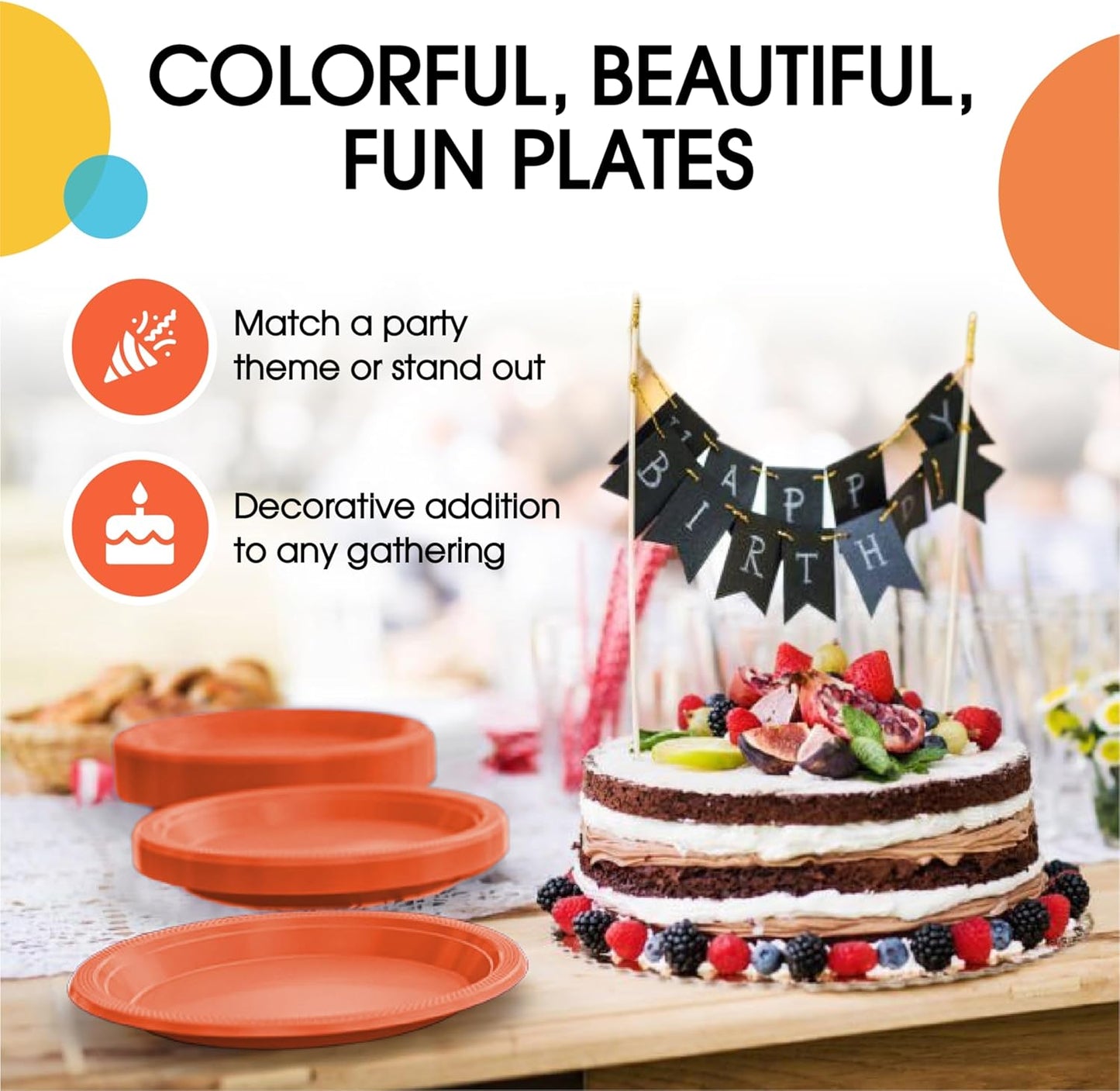 Exquisite Party Solids Red Plastic Plates For Party Supplies 10" Red Disposable Plates Heavy Duty 50 Pcs Plastic Dinnerware Sets Heavy Duty 350 GSM Disposable Dinnerware Set