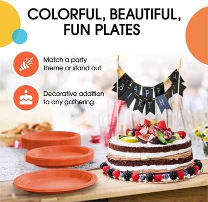 Exquisite Party Solids Red Plastic Plates For Party Supplies 10" Red Disposable Plates Heavy Duty 50 Pcs Plastic Dinnerware Sets Heavy Duty 350 GSM Disposable Dinnerware Set