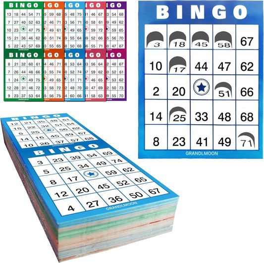 GRANDLMOON 200 Reusable Portable Windowed Bingo Game Cards in Vibrant Colors No Chips Needed (1-75 Version, Vol 1)