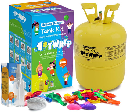 13L Helium Tank Up To 50 Latex Balloons, Helium Tank For Balloons At Home, 100ML Balloon Protection Fluid, 50 Latex Balloons And Ribbons Included, 1 Helium Tank