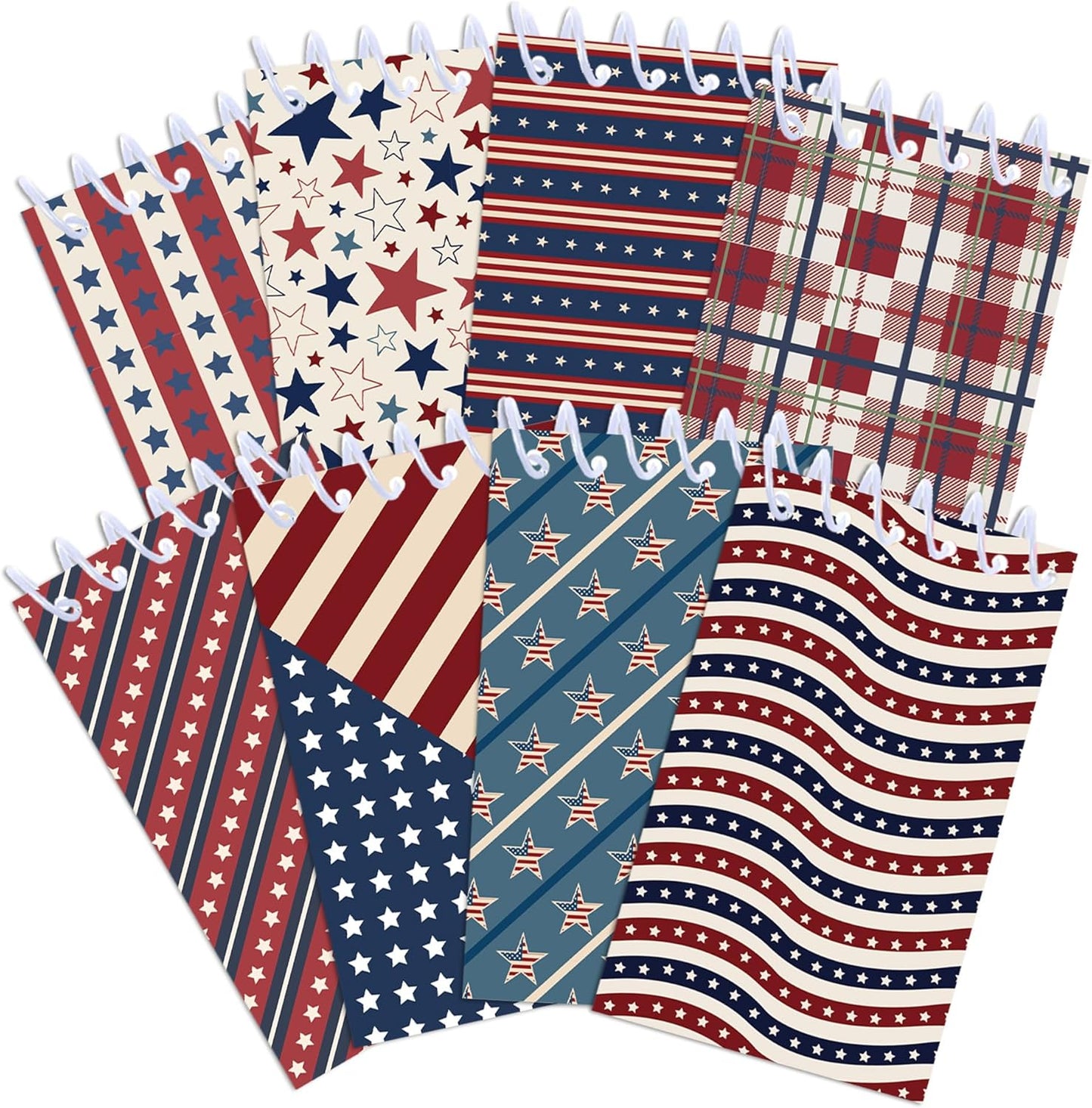 24 Pcs Vintage American Flag Mini Pocket Notebooks 2.36 x 3.94 Inch Vintage American Flag Pattern Small Notepads American National Day Them Birthday Party Favors Gift for Office Teacher Classroom Rewards