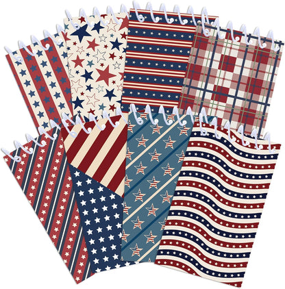 24 Pcs Vintage American Flag Mini Pocket Notebooks 2.36 x 3.94 Inch Vintage American Flag Pattern Small Notepads American National Day Them Birthday Party Favors Gift for Office Teacher Classroom Rewards
