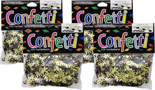 Beistle Congrats and Caps Confetti, 0.5 ounces, Black/Gold