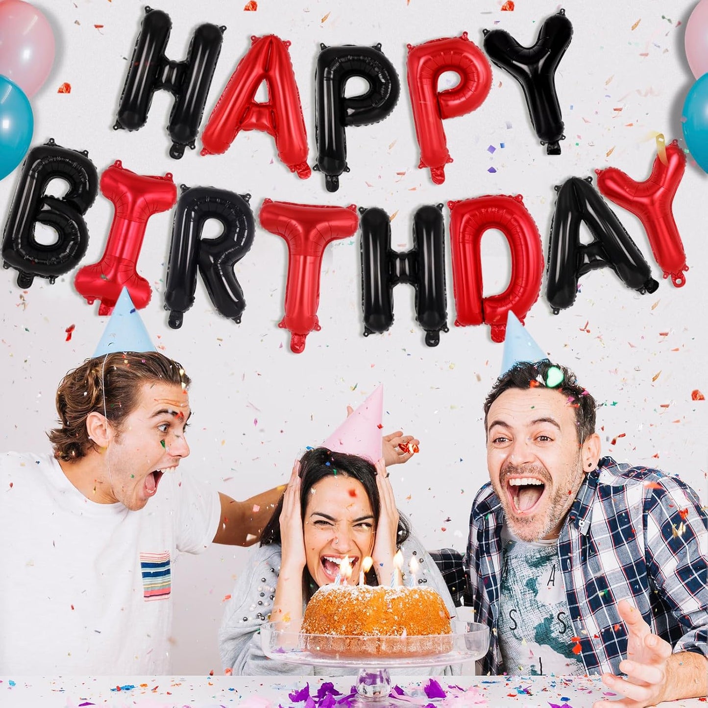 Happy Birthday Balloons Banner, Foil Balloon Personalized Name Letters Balloons Sign Birthday Party Decorations for Women Men Boys Girls Cream