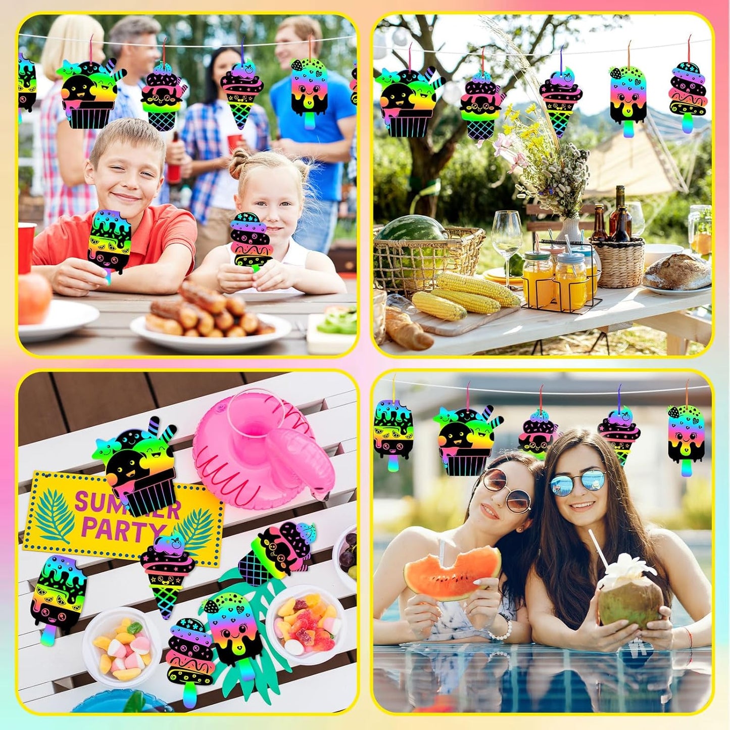 JULMELON 36 PCS Ocean Crafts, Rainbow Scratch Art Under The Sea Party Favors DIY Magic Color Summer Ocean Animals Scratch Cards for Summer Party Favors School Activities
