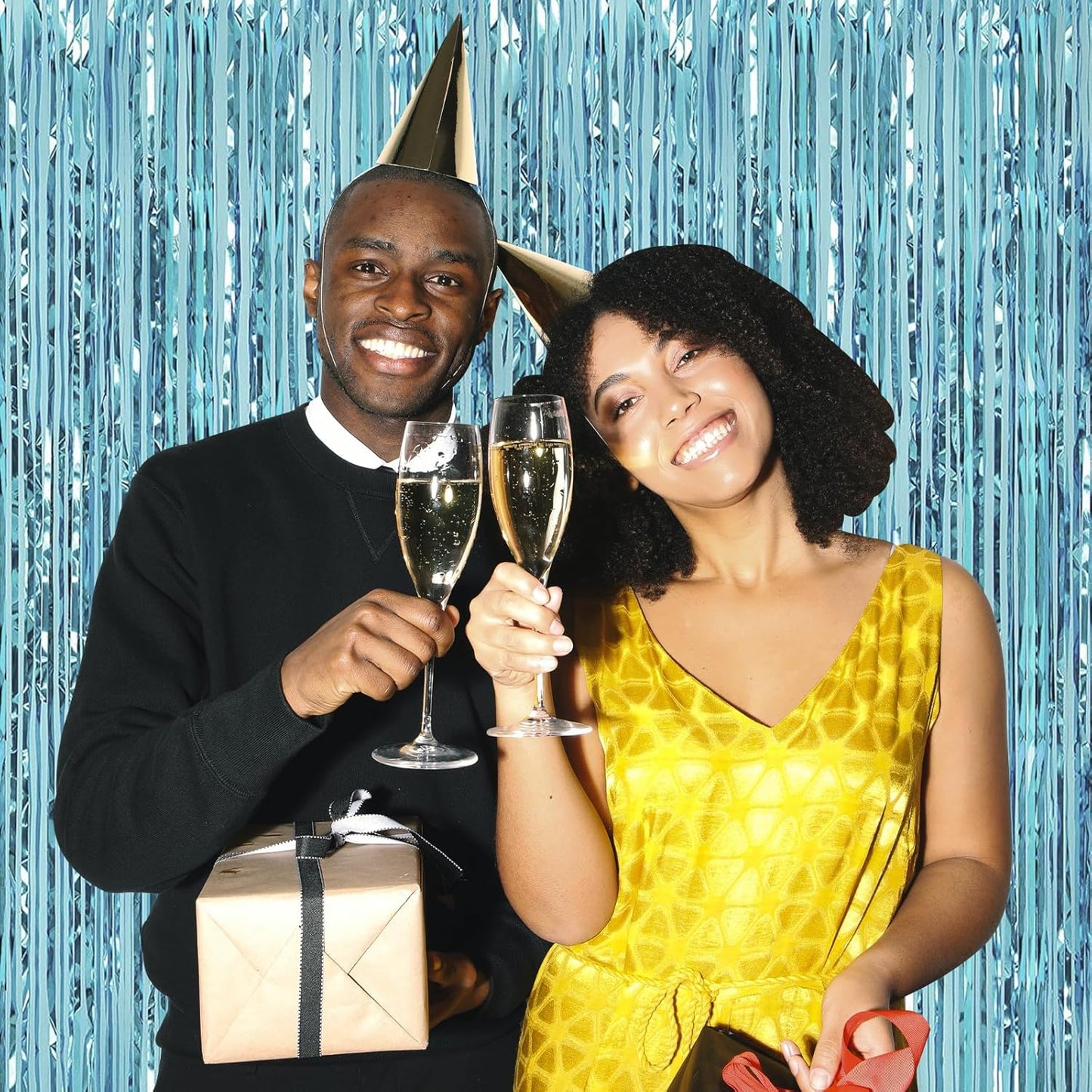 10 Pack Silver Backdrop Curtain 3.2ft x 8.2ft Metallic Tinsel Foil Fringe Curtains Photo Booth Background for Birthday Party Decoration Baby Shower Engagement Wedding Christmas Decoration (Silver)