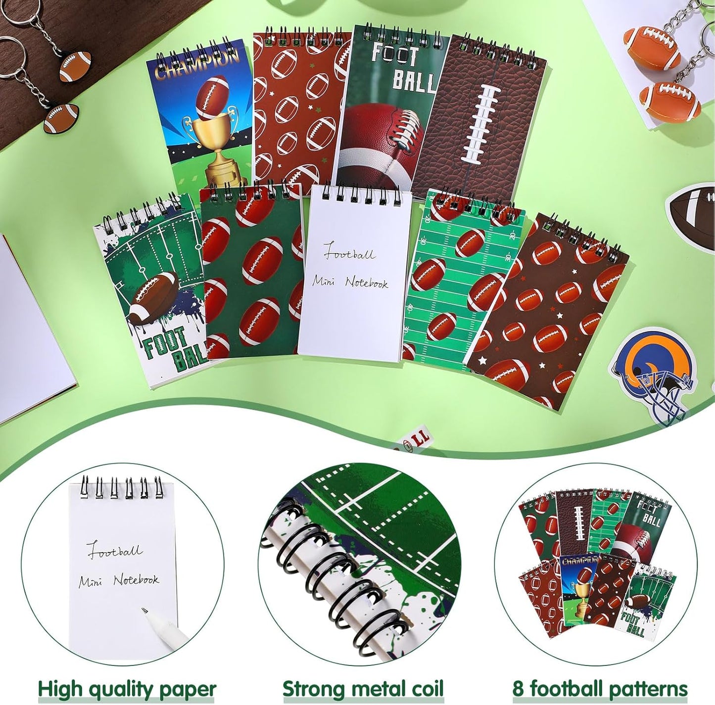 Faccito 32 Pcs Mini Notepads Sports Basketball Baseball Football Soccer Party Supplies Goodie Bag Stuffers Notepads Spiral Mini Notebooks for Reward(Baseball)