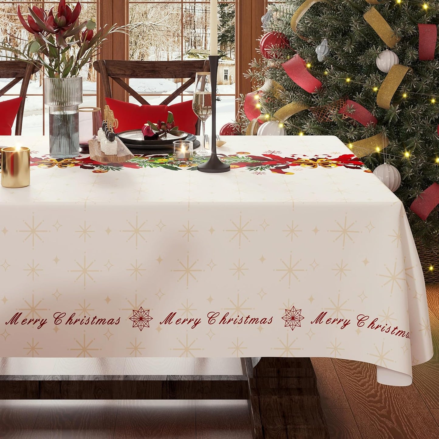 Rectangle Table Cloth,100% Waterproof Tablecloth Oil Proof Spill Proof Vinyl Table Cloth, Wipe Clean Plastic Table Cover for Dining, Camping, Indoor and Outdoor 52" x 70",Leaves