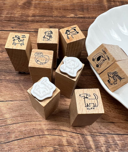 25pcs Mood Expression Wooden Rubber Stamps Kit, Cute Small Emoticon Theme Stamps for Decorative Diary Planner DIY Craft Scrapbook Card Making Letters Journal