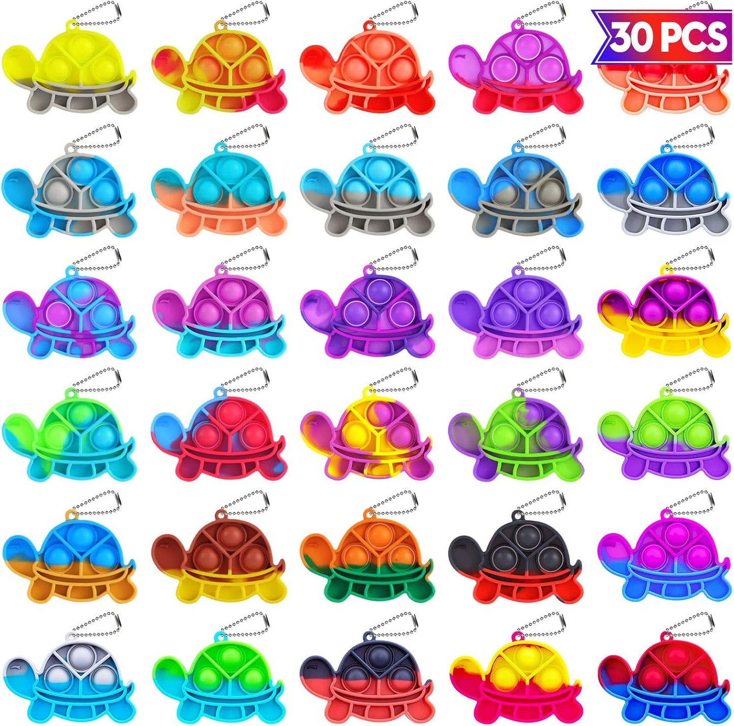 Pop Fidget Toys Bulk Its Party Favors for Kids 4-8 8-12 30 Pack Mini Pop Keychain It Small Fidgets for Classroom Prizes School End of Year Student Gifts from Teacher Birthday Goodie Bag Stuffers