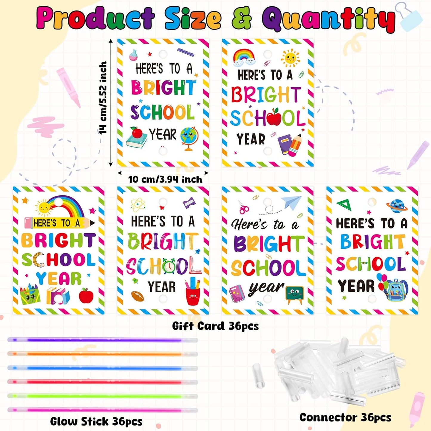 Haooryx Religious Glow Stick Bracelets Bulk - 36 Pack Lamp Bible Verse Glow Stick Bracelet with Gift Card Light up Toy for Kids VBS Sunday School Prizes Church Event Student Reward Birthday Party Gift