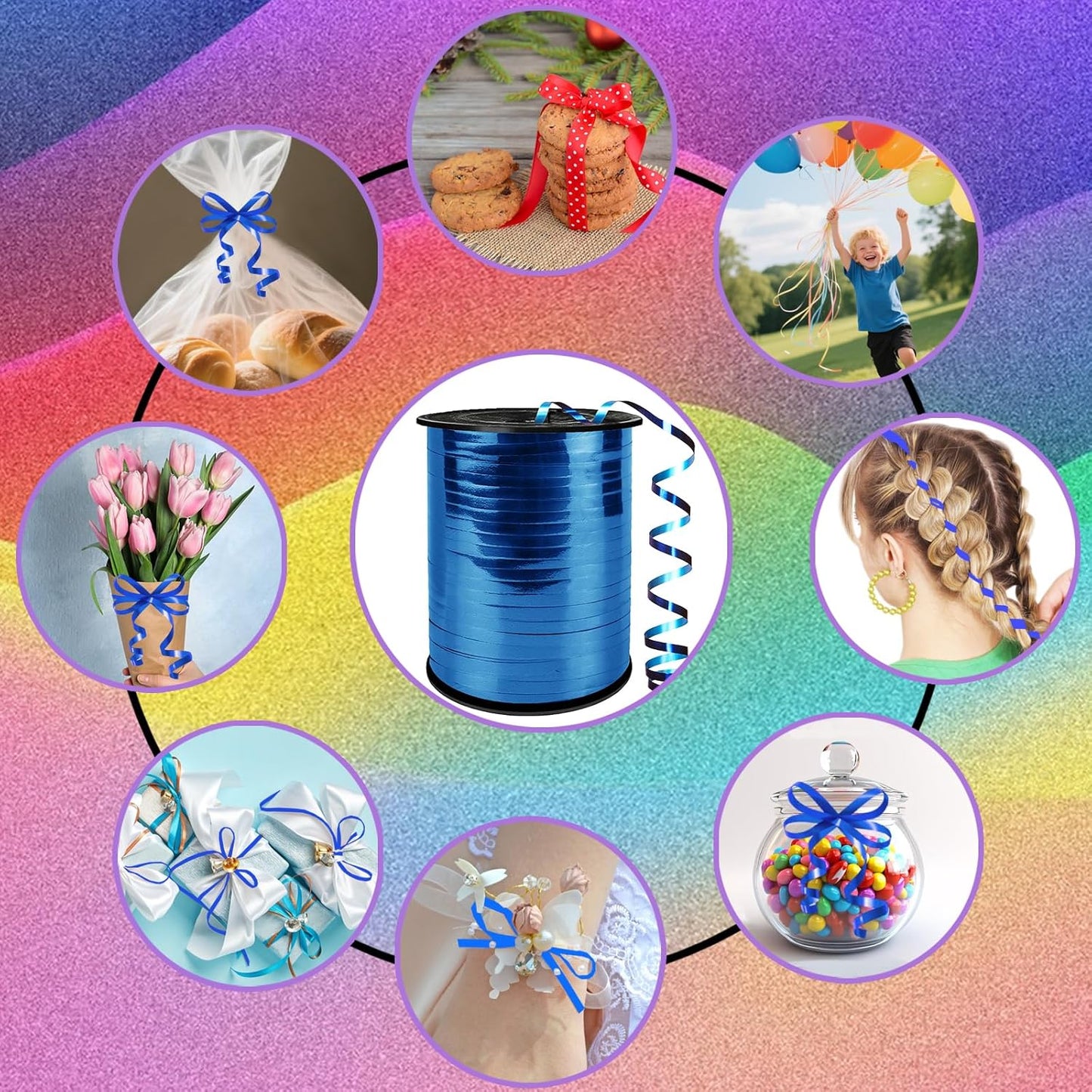 Metallic Shiny Curling Ribbon，500 Yard，1/5" for Crafts,Gift Wrapping, Balloon String, Baby Shower, Parties & Festivals, Florist Flowers (Silver)