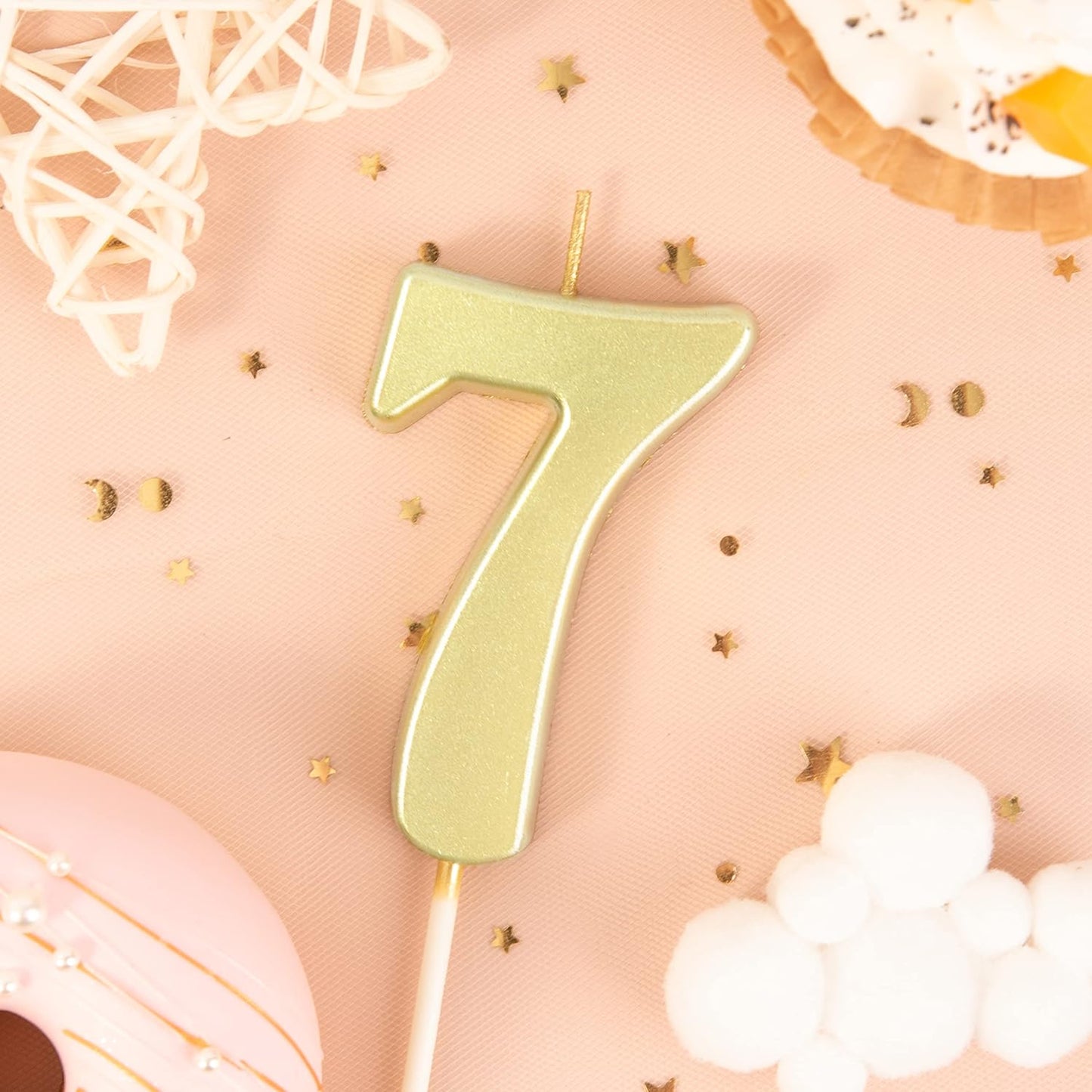 PHD CAKE 2.76 Inch Modern Gold 2 Number Birthday Candles, Gold Number Candles, Cake Number Candles, Party Celebration