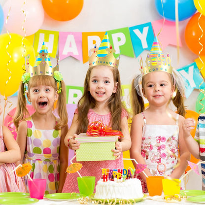 34 Pieces Golden Paper Princess Prince Crowns for Kids Birthday Party Hats Gold for Boys Girls DIY Crown Supplies (Stylish Style)