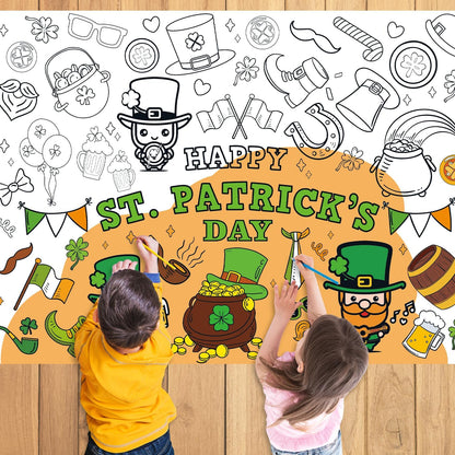 43.3x31.5 Summer Coloring Poster with Picture, Giant Cute Painting Poster, Large Coloring Tablecloth for Classroom Home Birthday Party Supplies Favor