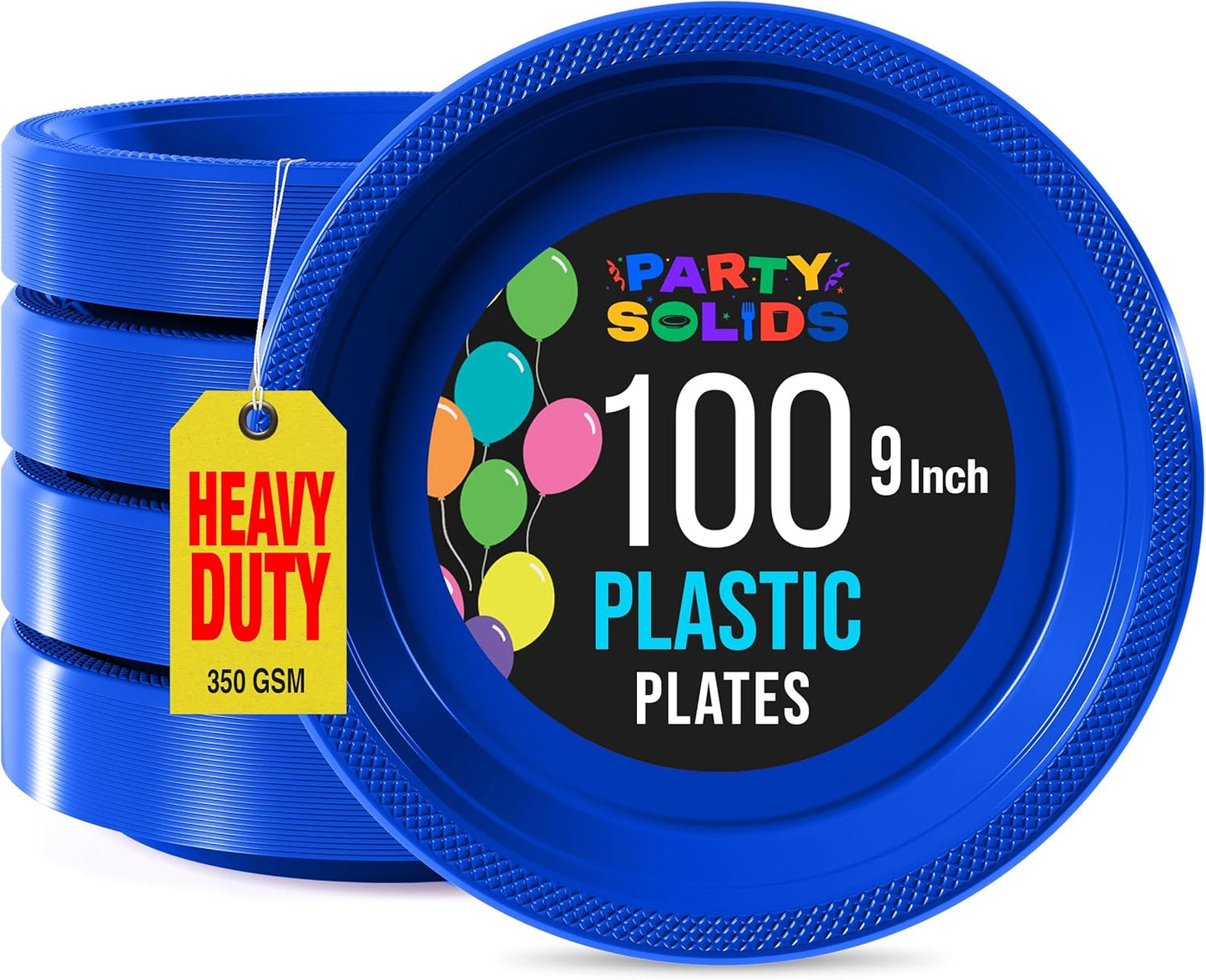 Party Solids Black Plastic Plates For Party 10" Black Disposable Plates For Party Supplies 100 Pcs Plastic Dinnerware Sets Heavy Duty 350 GSM Disposable Dinnerware Set