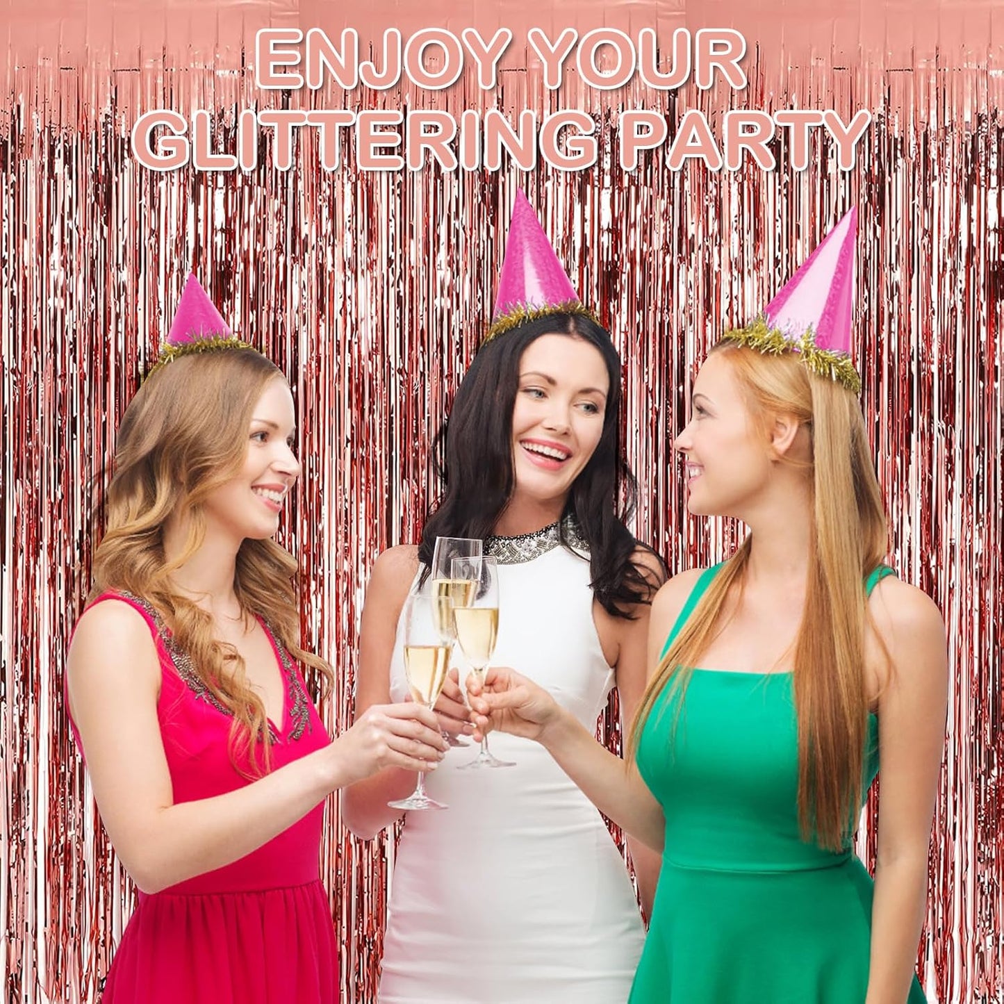 Silver Fringe Curtain Party Streamers, 12 Pack 3.3ft x 8.2ft Foil Curtain Backdrop Tinsel Foil Fringe Curtains Photo Booth Backdrop Streamer for Birthday, Wedding, Baby Shower, Disco Party