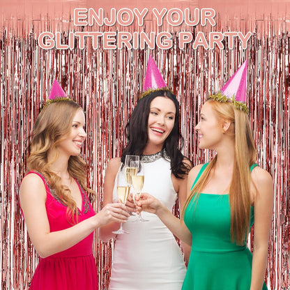 Silver Fringe Curtain Party Streamers, 12 Pack 3.3ft x 8.2ft Foil Curtain Backdrop Tinsel Foil Fringe Curtains Photo Booth Backdrop Streamer for Birthday, Wedding, Baby Shower, Disco Party