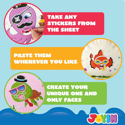 JOYIN 36 Sheets 9"x6" Make a face Stickers for Kids, Make Your Own Animal Stickers with Unicorn, Dinosaur, Sea and Safari Animals, Crafts Birthday Party Favors, Goodie Bags Classroom Activities